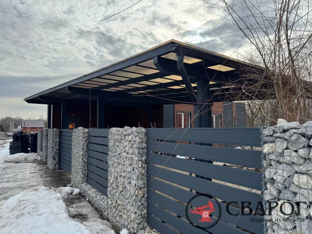 Современный навес из двутавра