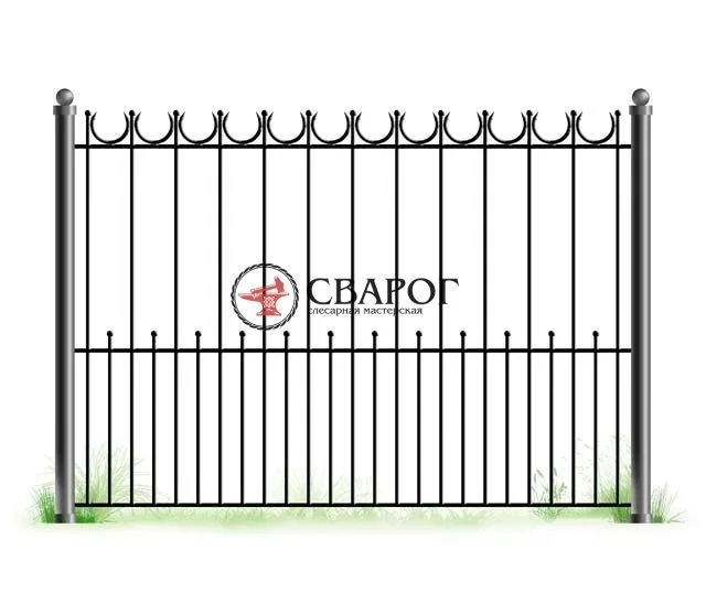 Вычурное сварное ограждение с ковкой А3250