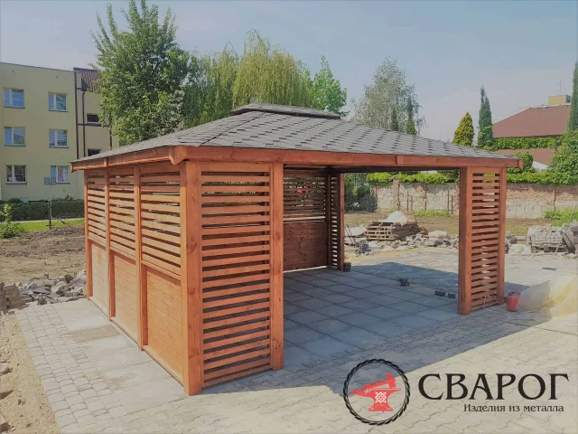 Садовая брусовая беседка "Сатурн" 5 на 4 м