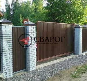 Откатные ворота из профлиста 4