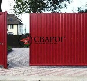 Откатные ворота из профлиста 5