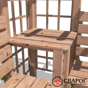 Угловая беседка из бруса Герлинде 2,5м на 2,5м