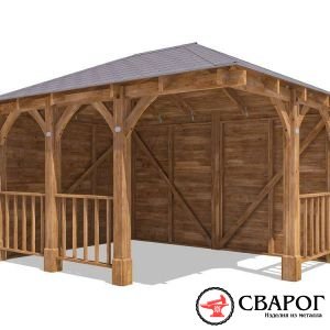 Угловая беседка с коренастым единорогом 4м x 3м