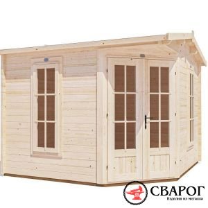 Угловой бревенчатый домик «Дафт Пони» 3м х 3м