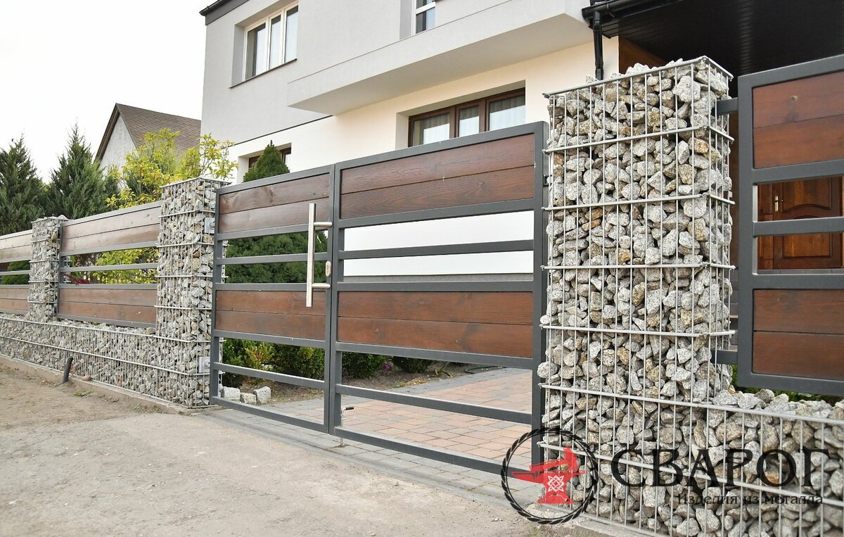 Забор с габионом комбинированный