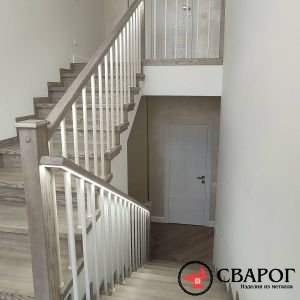 П- образная лестница Осло с комбинированными перилами фото5