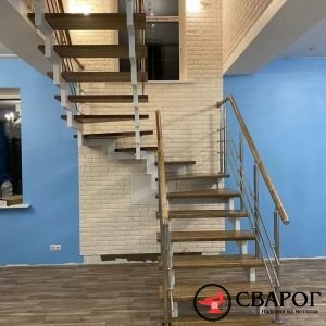 Лестница поворотная с забежными ступенями "Женева" фото4