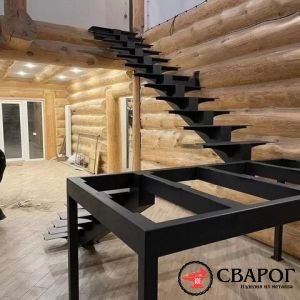 Каркас лестницы на монокосоуре с площадкой фото3