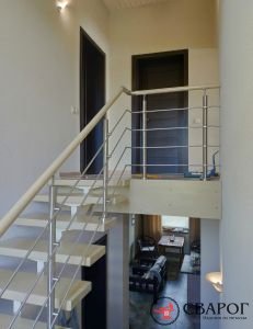 Лестница на монокосоуре с перилами из нержавейки"Тампере" фото3