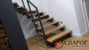 Лестница на двух косоурах с тросовами перилами "Котор" фото4